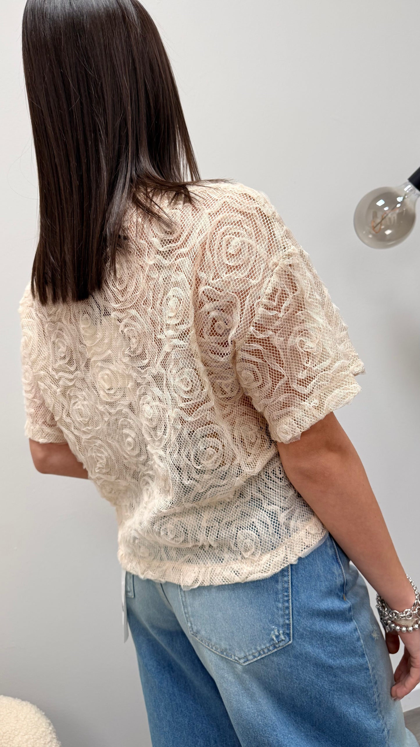 T-shirt ricami pizzo e Lurex Haveone