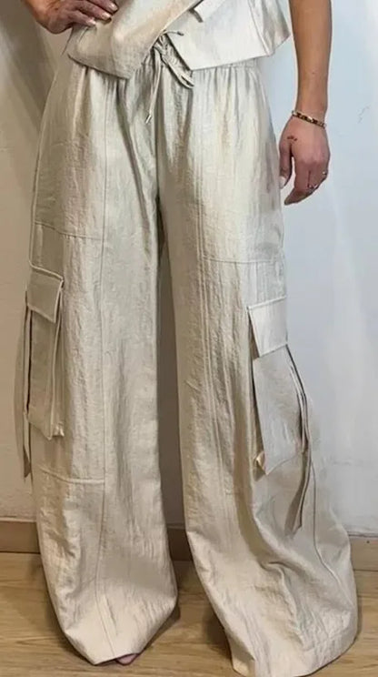 Pantalone Palazzo Cargo Tensione In Burro