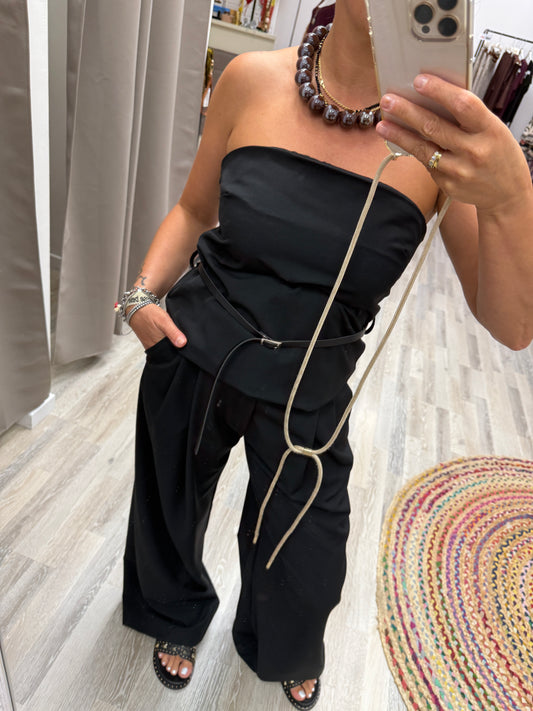 My D Completo nero con Top e Pantalone Palazzo