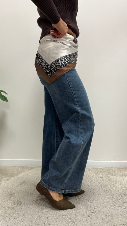 Jeans palazzo elasticizzato con foulard Extasy art.SA7670