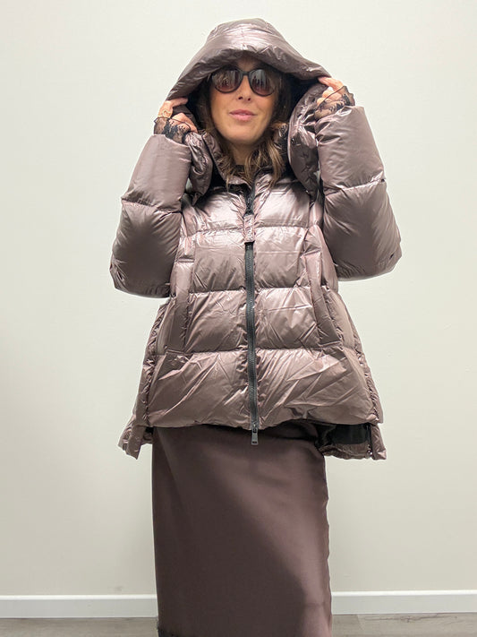 Piumino con cappuccio piuma d’oca HaveOne melanzana