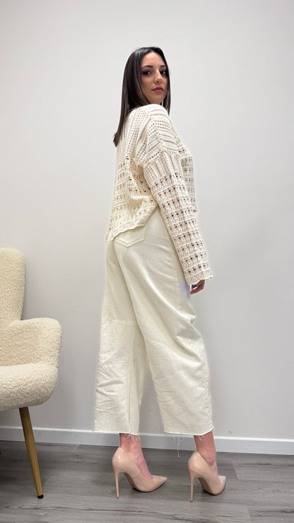 Maglia paricollo traforata con spacchetto dietro  Haveone