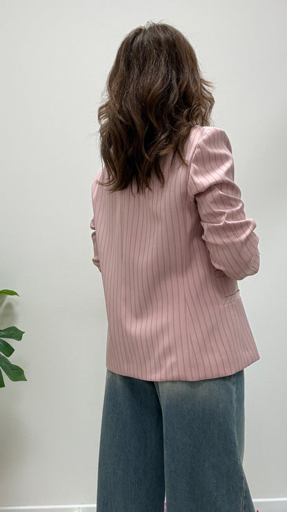 Giacca chiusura coreana Gessata Rosa Haveone