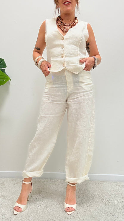 Pantaloni Barbara in lino burro Haveone