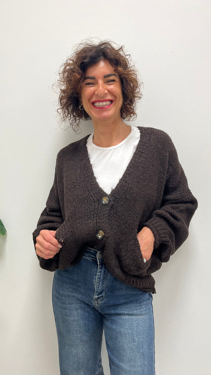 Cardigan Tre Bottoni HaveOne Moro Art.JIT-P020