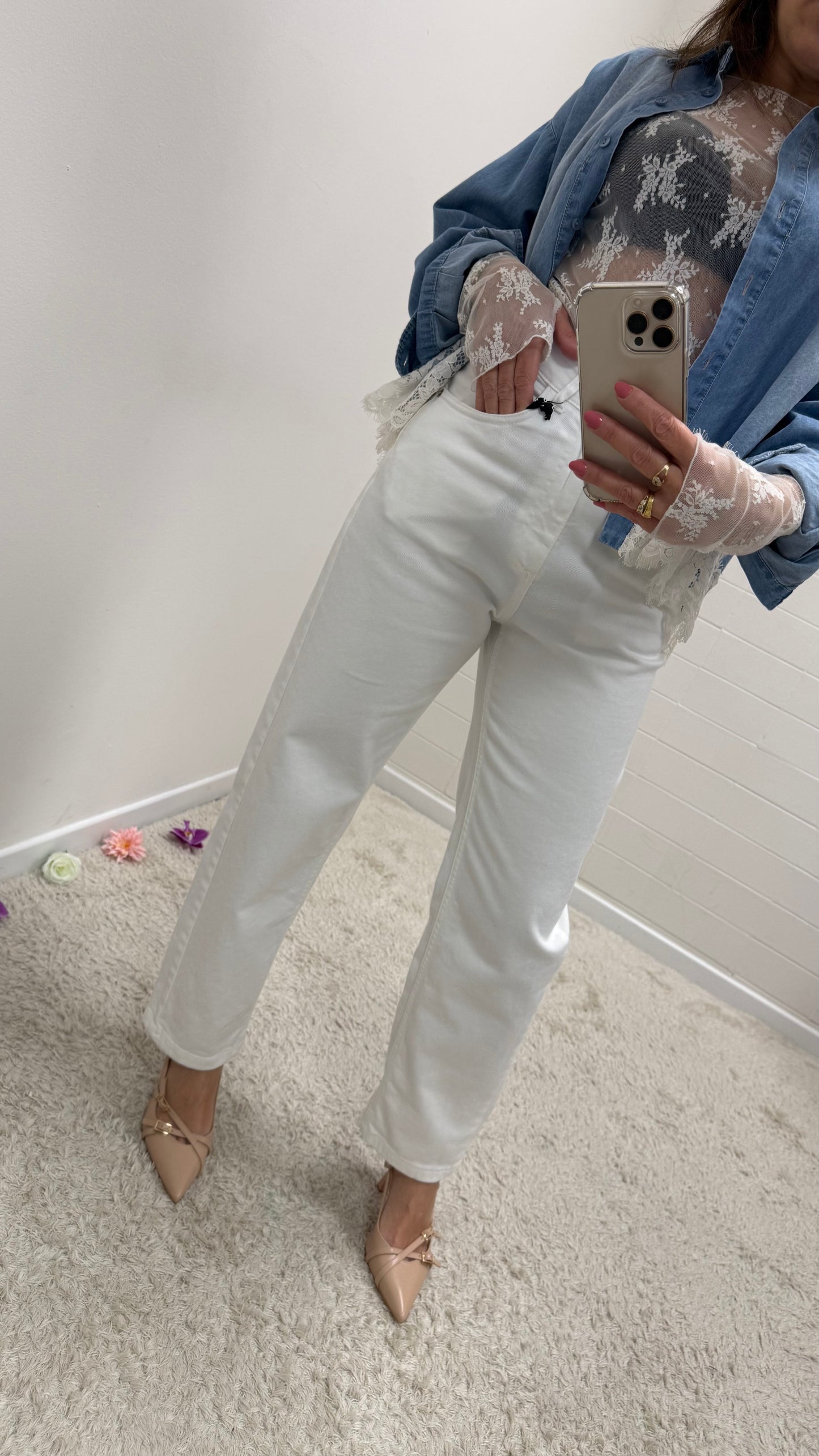 Denim Mom Fit Louis  Bianco Haveone