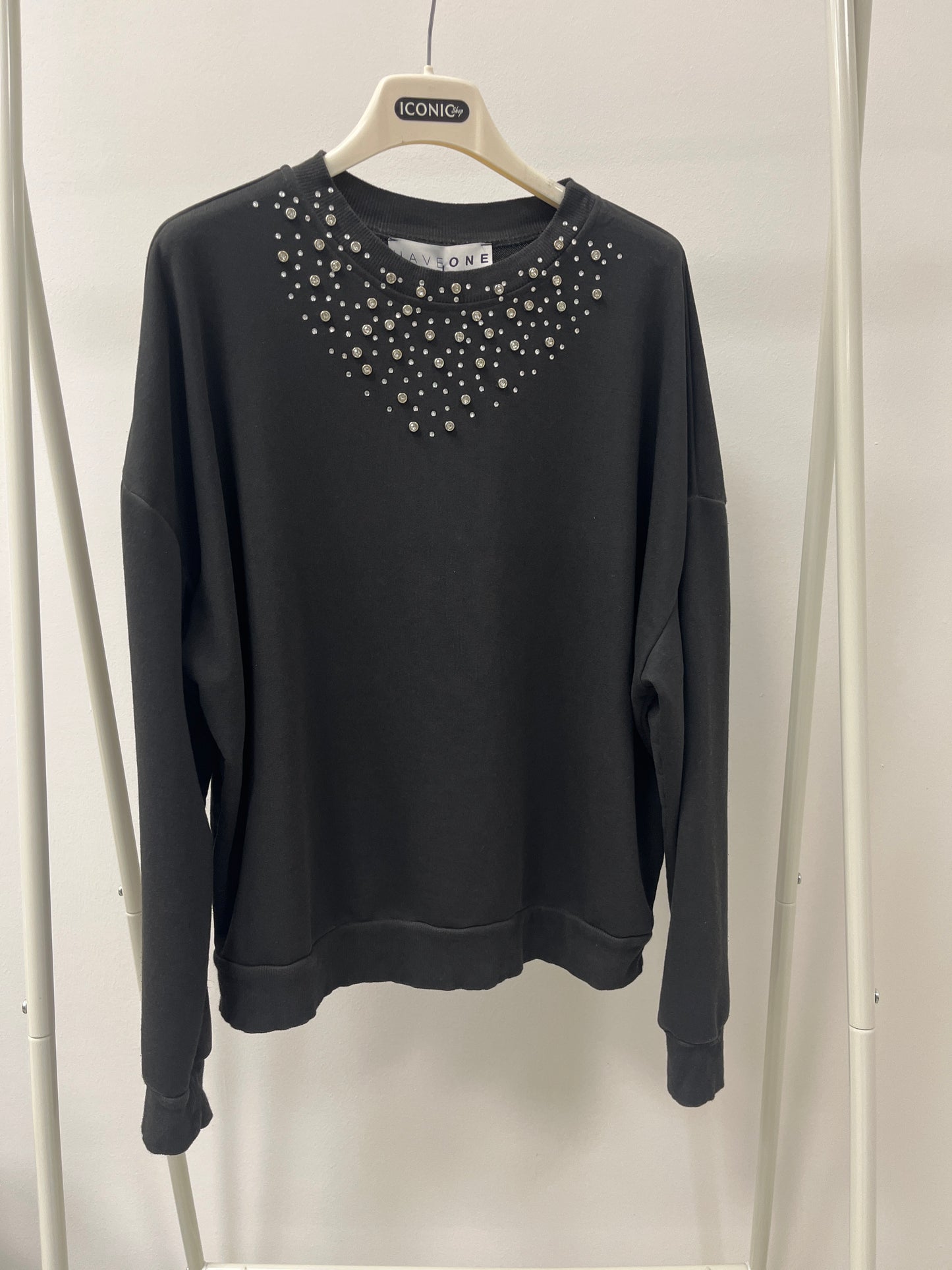 Felpa con Strass Grigia HaveOne