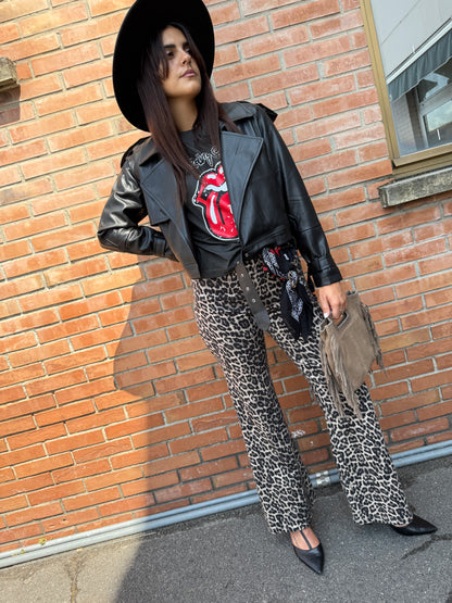 Giacca bomber ecopelle cintura nero