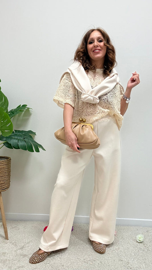 Borsa clutch biscotto chiusura oro Memoire