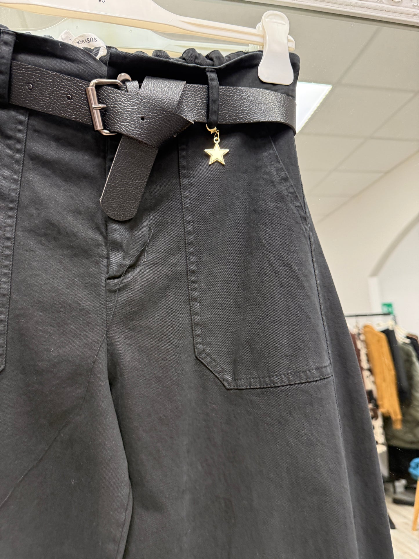 Pantaloni ovetto con cintura nero Susy Mix