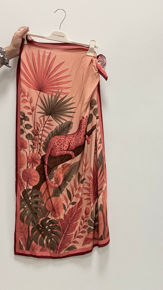 Gonna pareo lunga leopardo, rosa Haveone art. GVS-Q301