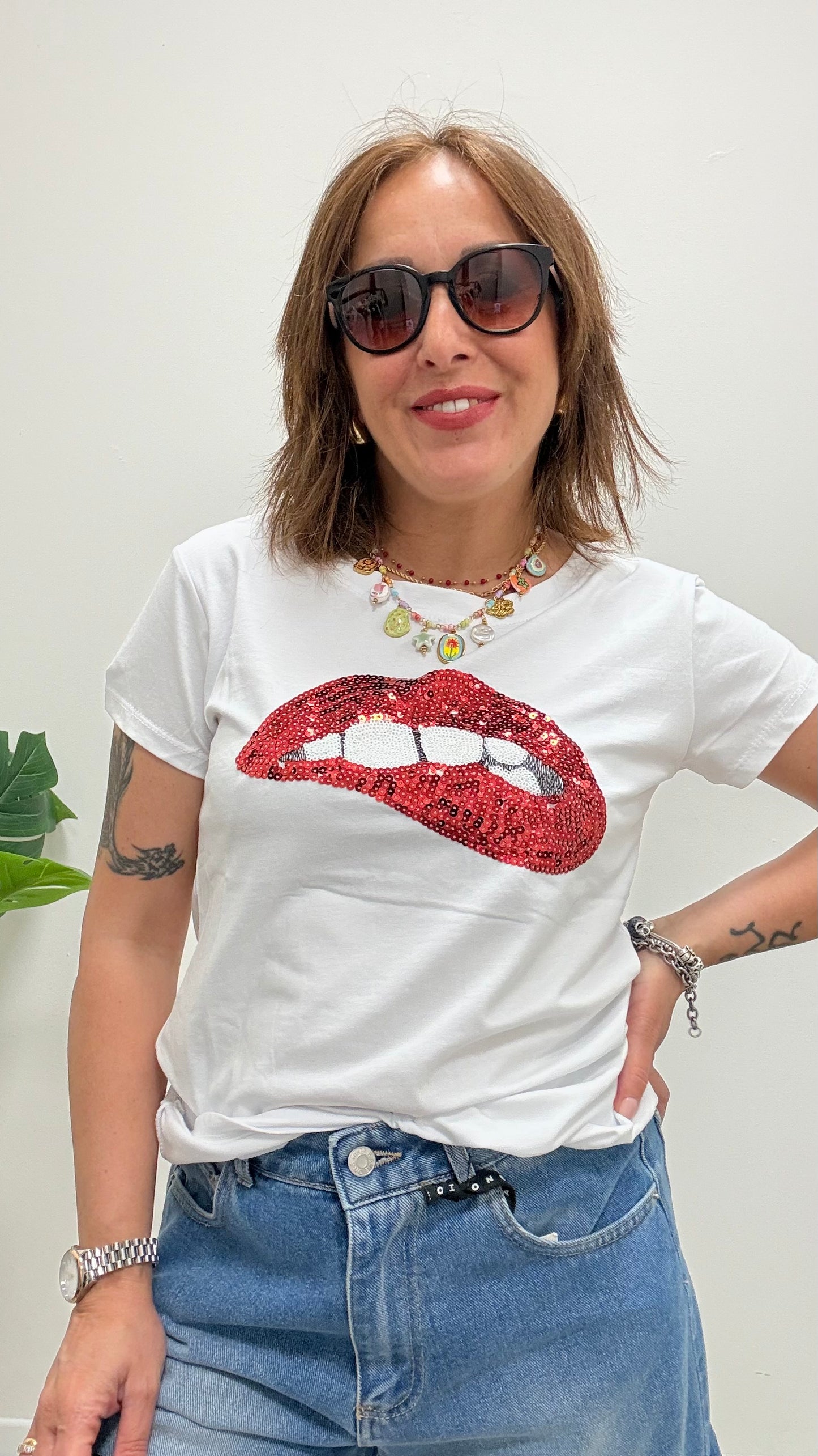T-shirt bocca paillettes Memoire