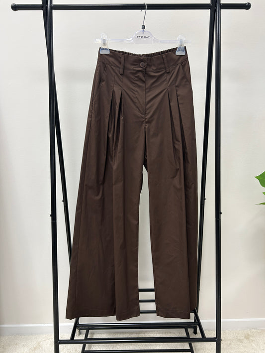 Two Way pantaloni leggeri palazzo con pinces moro
