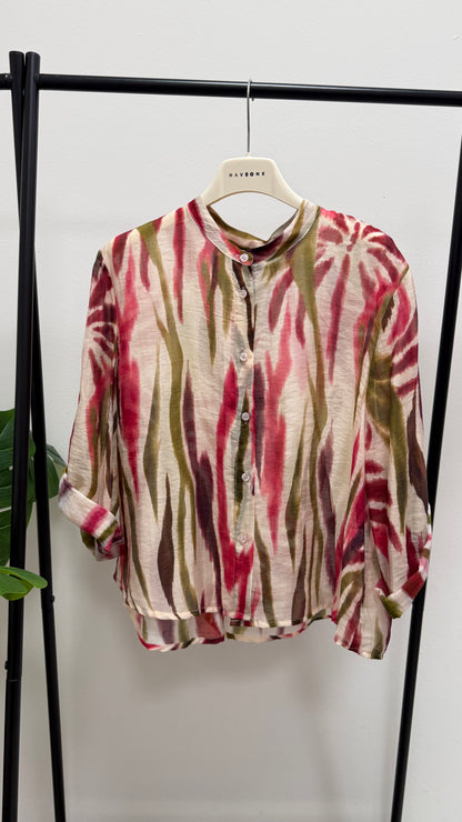 Camicia palme fucsia e verde HaveOne