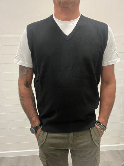 Gilet scollo a V Nero 7x8 FLR