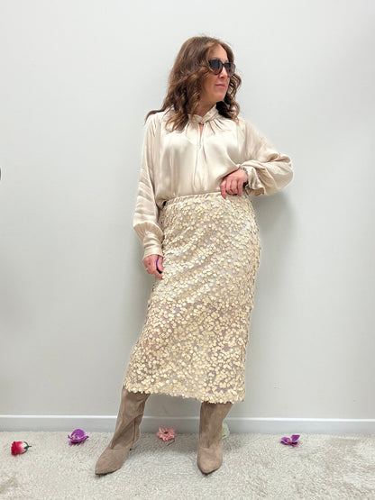 Gonna paillettes beige Haveone