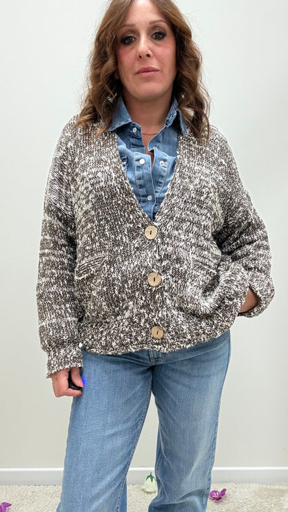 Cardigan Tre Bottoni Melangiato HaveOne Moro
