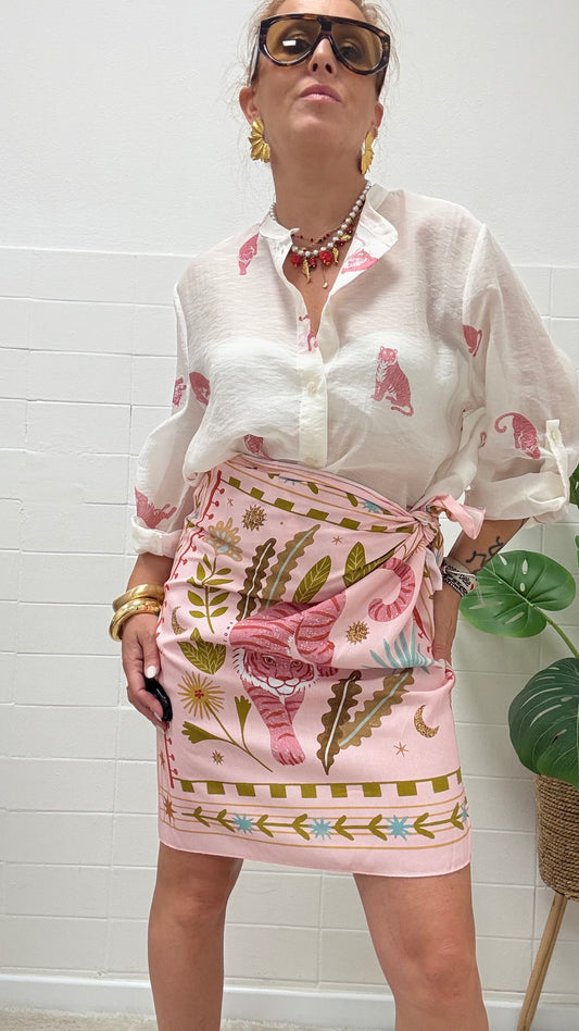 Gonna pareo corta tigre rosa Haveone art. GVS-Q228