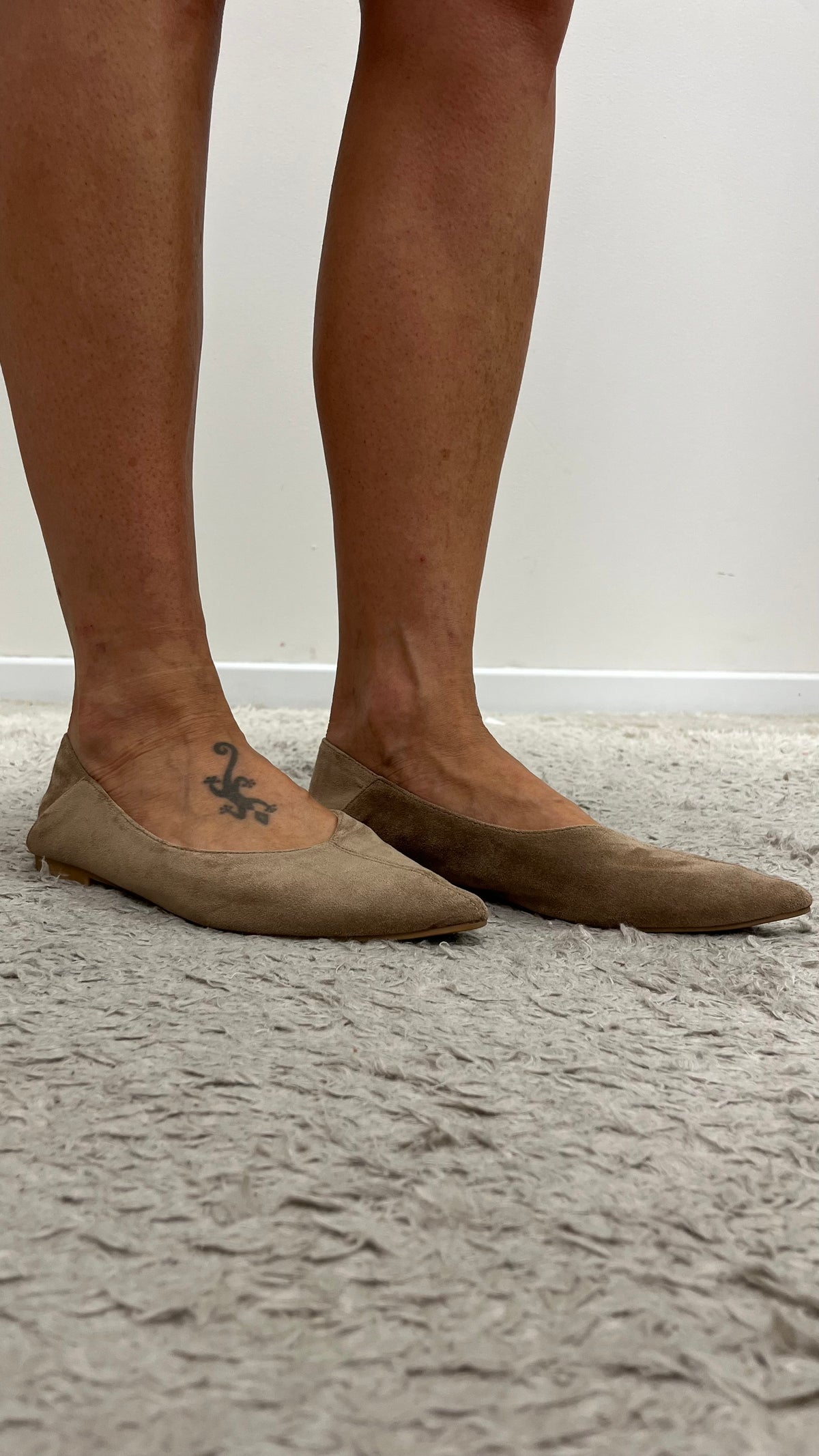 Ballerine eco camoscio taupe punta Memoire