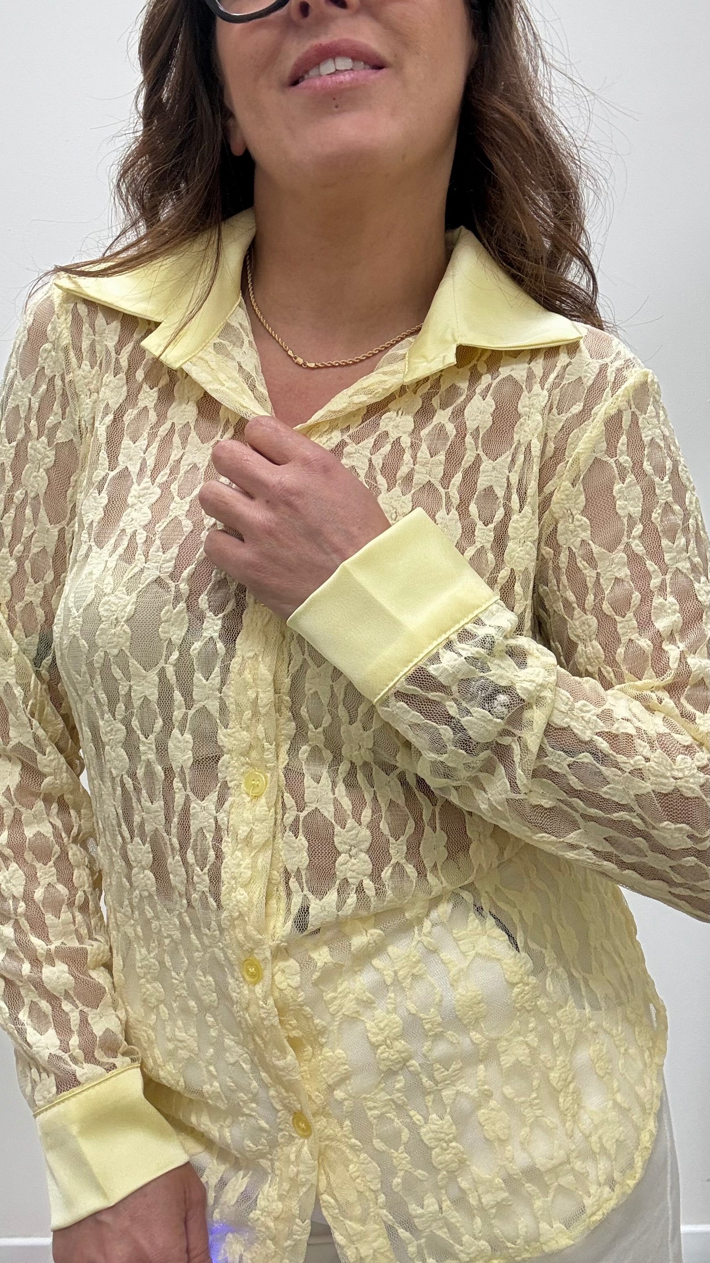 Camicia pizzo e raso Extasy giallo