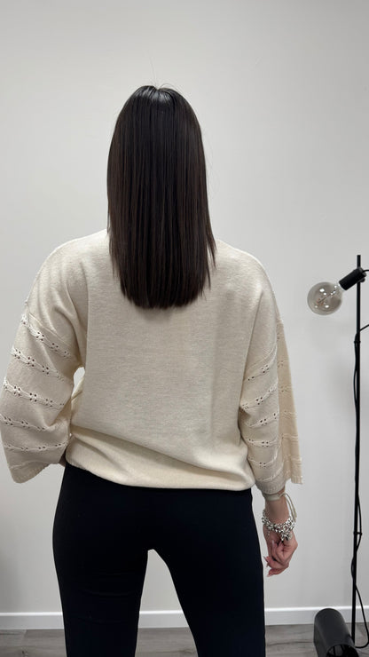 Maglia paricollo con coulisse regolabile e manica kimono Haveone