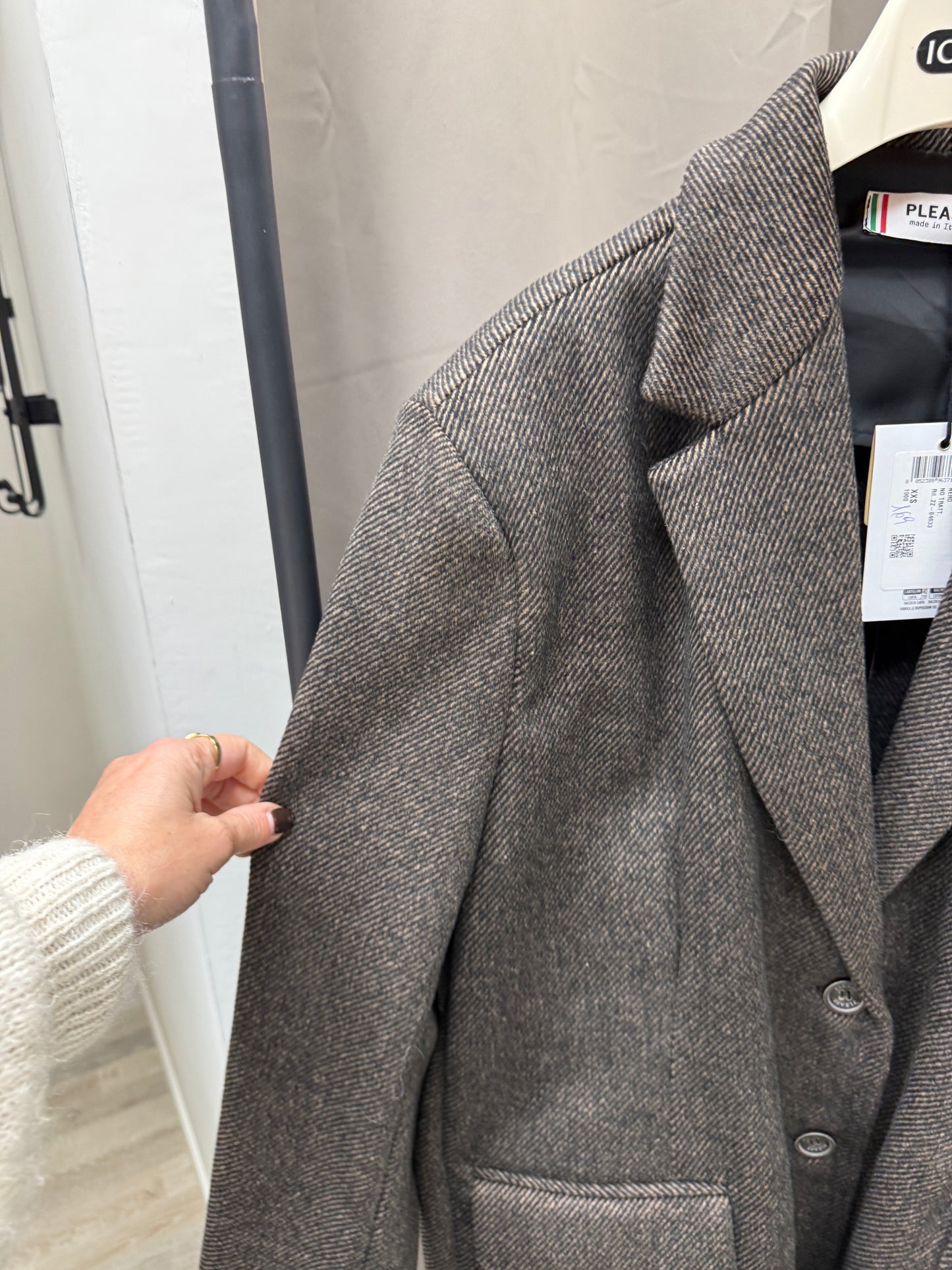 Giacca cappotto over spigata moro con spacchetti