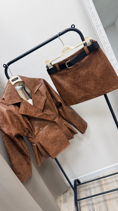 Gonna mini ecopelle martellata Haveone