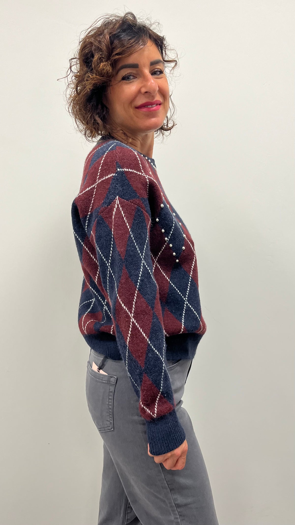 Maglia Paricollo Rombi Blu Bordeaux Extin