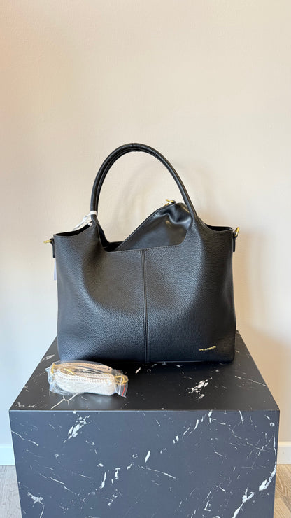 Borsa con pochette in ecopelle nera Memoire