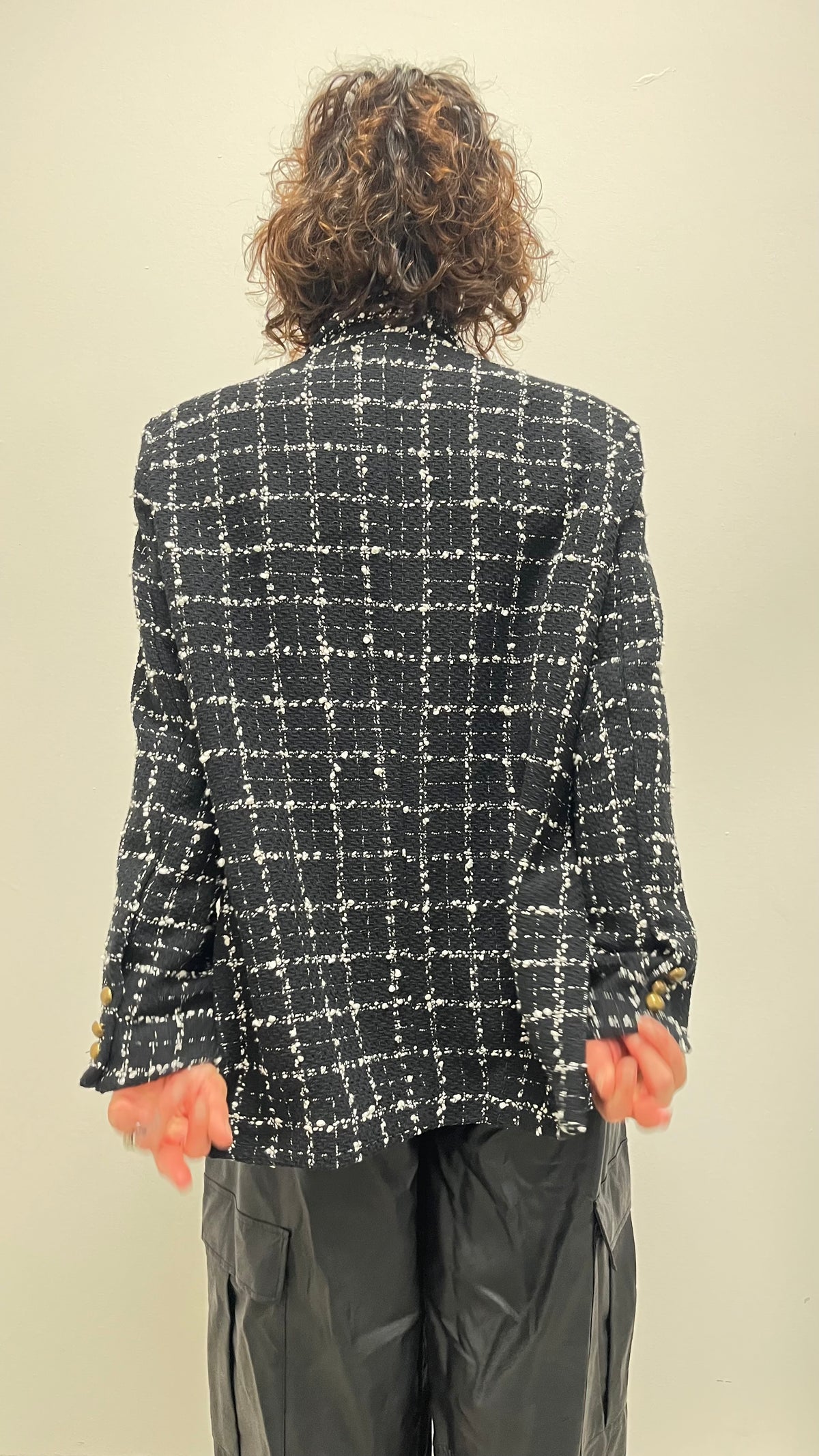 Giacca donna stile Chanel in tweed nero e bianco My-d