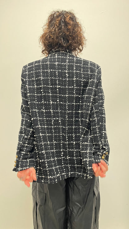 Giacca donna stile Chanel in tweed nero e bianco My-d