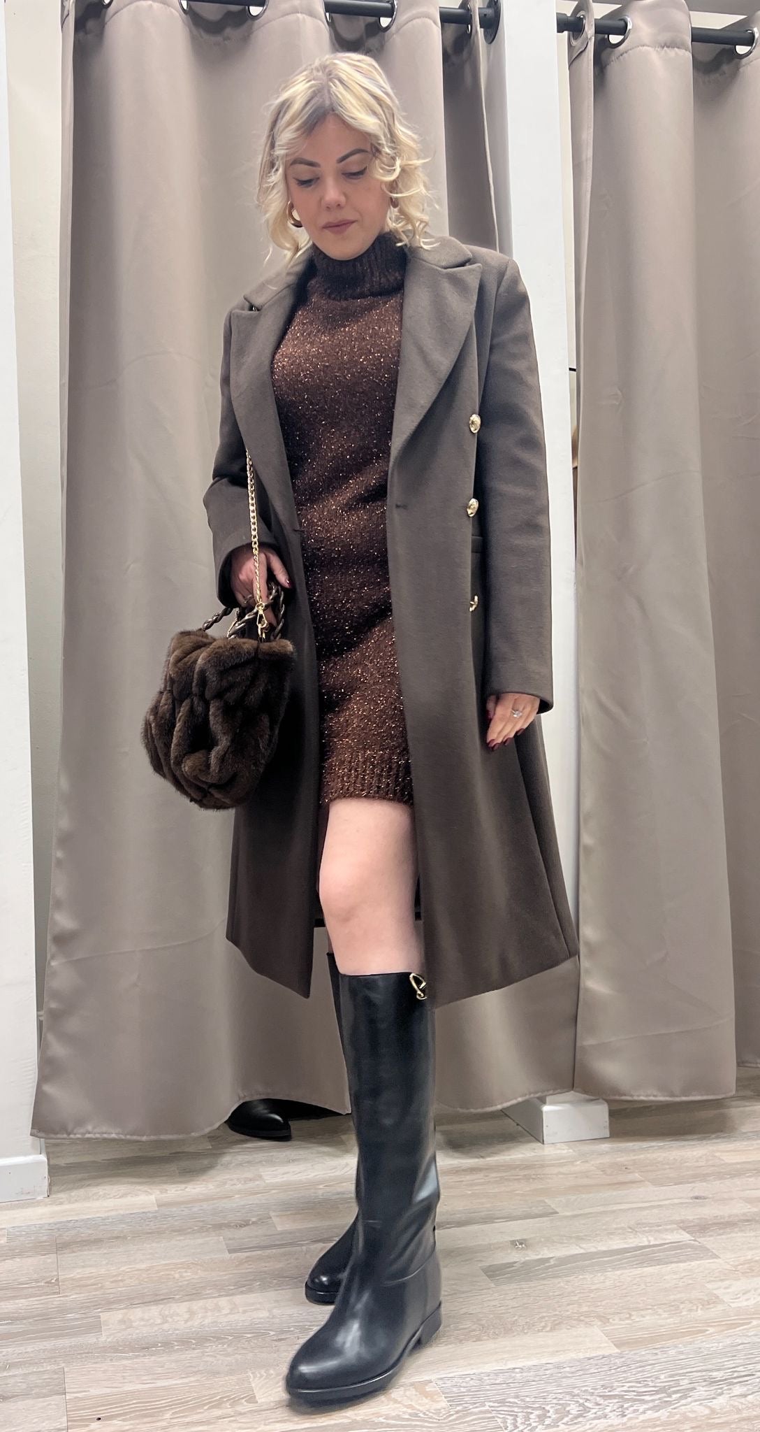 Abito maglia lurex moro e bronzo Haveone