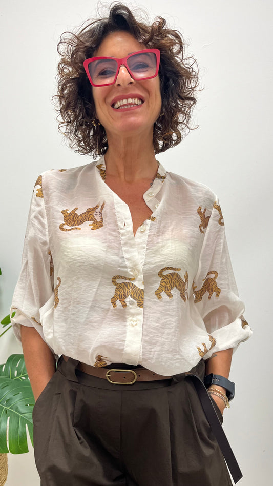 Camicia tigre marrone HaveOne CVS-Q491