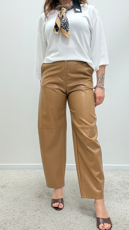 Pantaloni ovetto ecopelle cammello Imperial