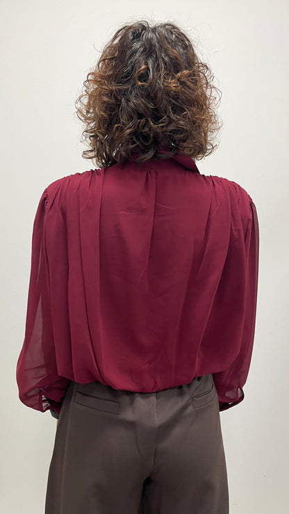 Camicia crop con spalline arricciate Extasy bordeaux