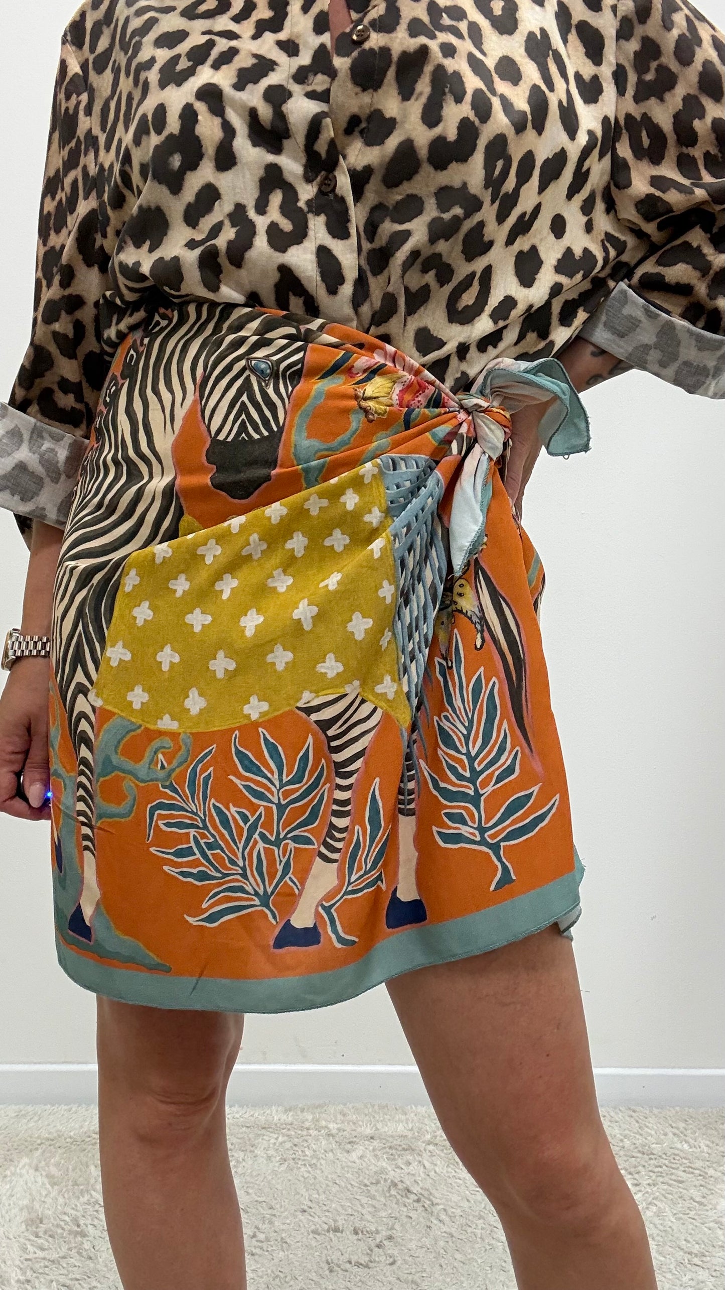 Gonna pareo corta zebra arancio Haveone art. GVS-Q224