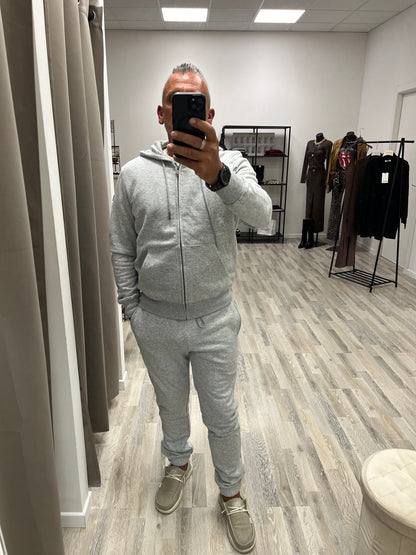 Gianni Lupo Felpa Basica Uomo con Cappuccio Grigio Melange
