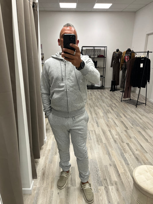 Gianni Lupo Felpa Basica Uomo con Cappuccio Grigio Melange