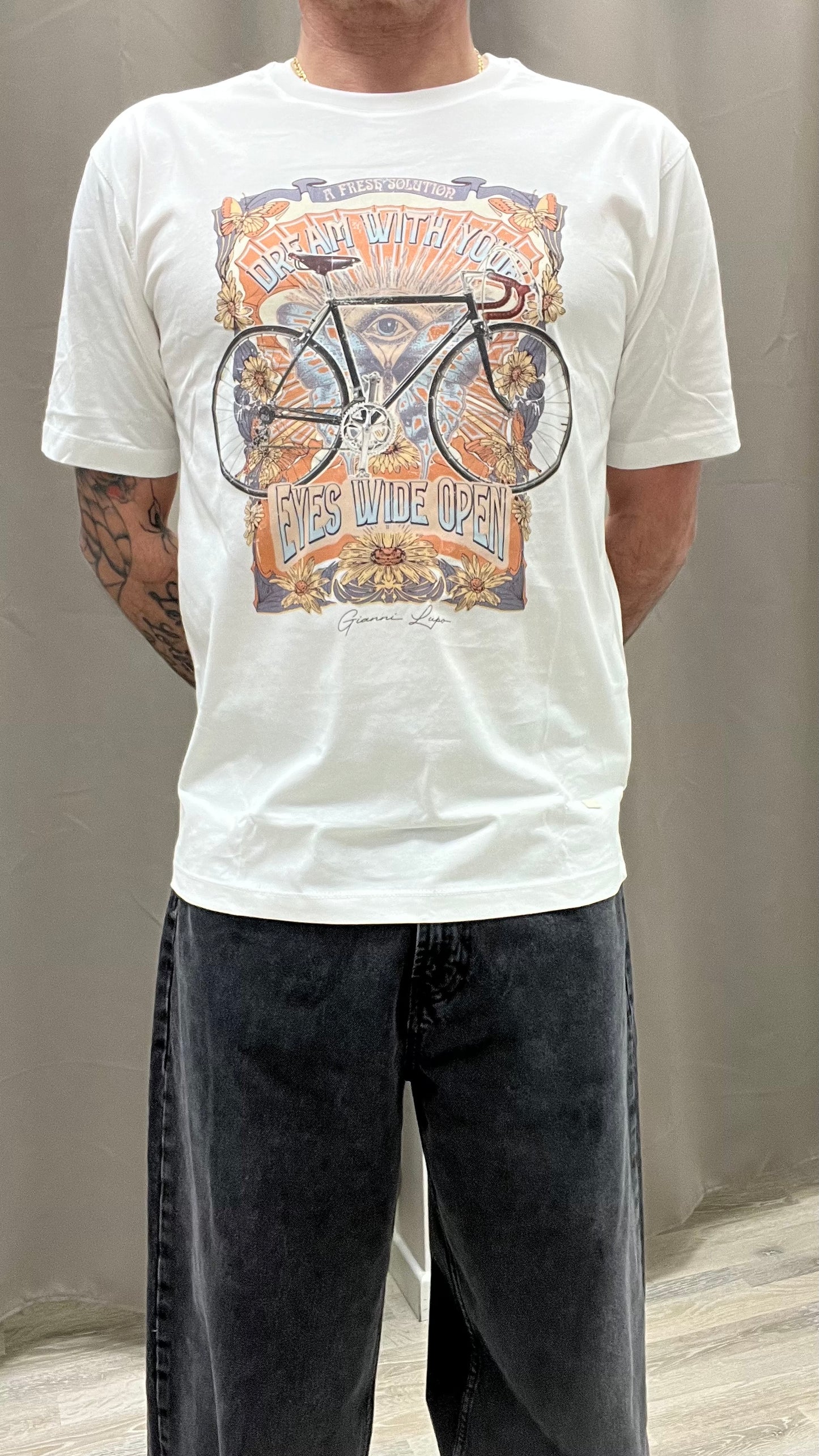 T-Shirt Girocollo con stampa bicicletta Gianni Lupo
