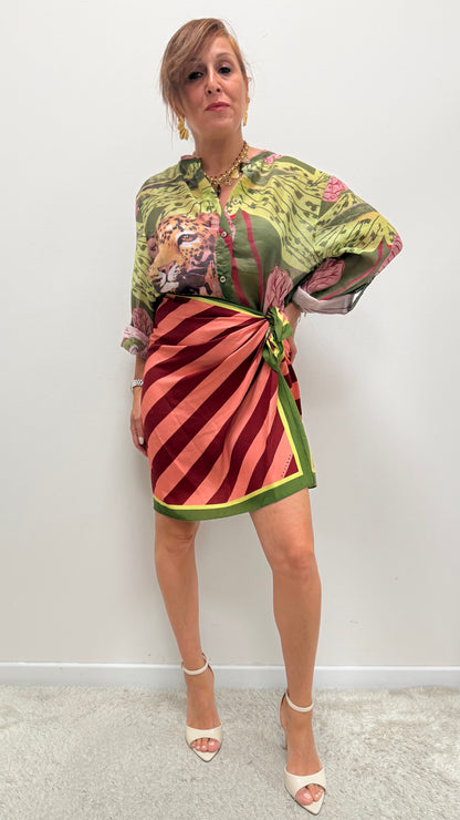Gonna Pareo Corta jungle righe rosa e fucsia HaveOne Art.GVS-Q271