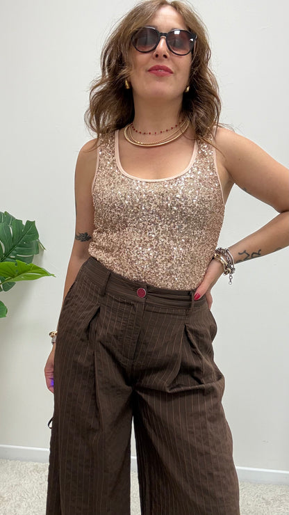 Canotta in Paillettes rosa Susy Mix