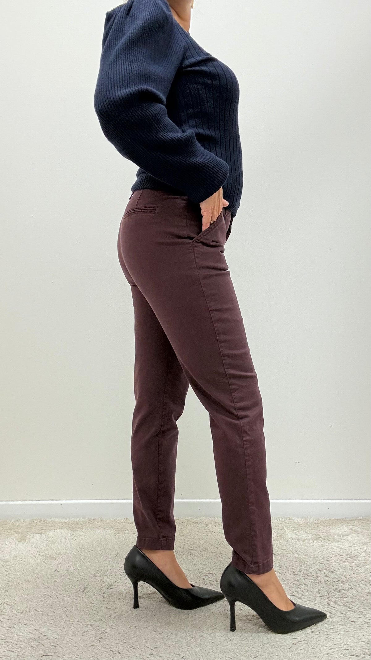 Pantalone Chino cotone bordeaux Extasy