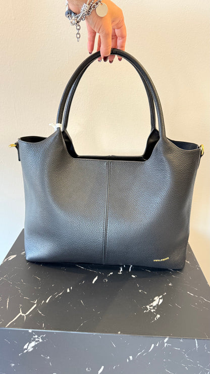 Borsa con pochette in ecopelle nera Memoire