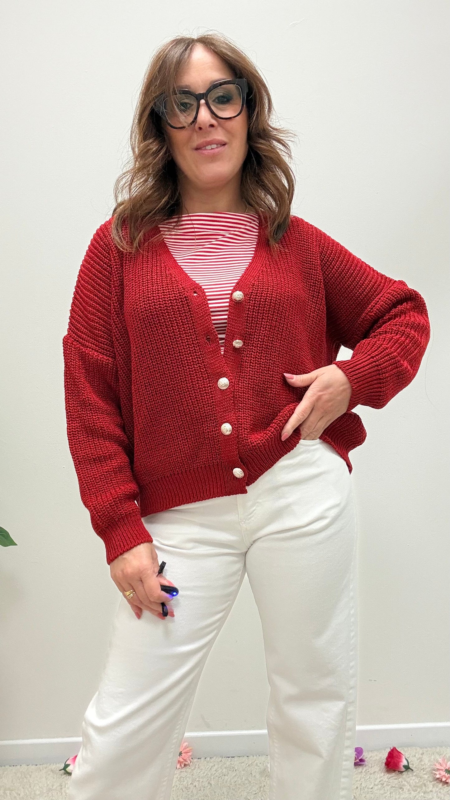 Cardigan Gioiello Rosso Susy Mix