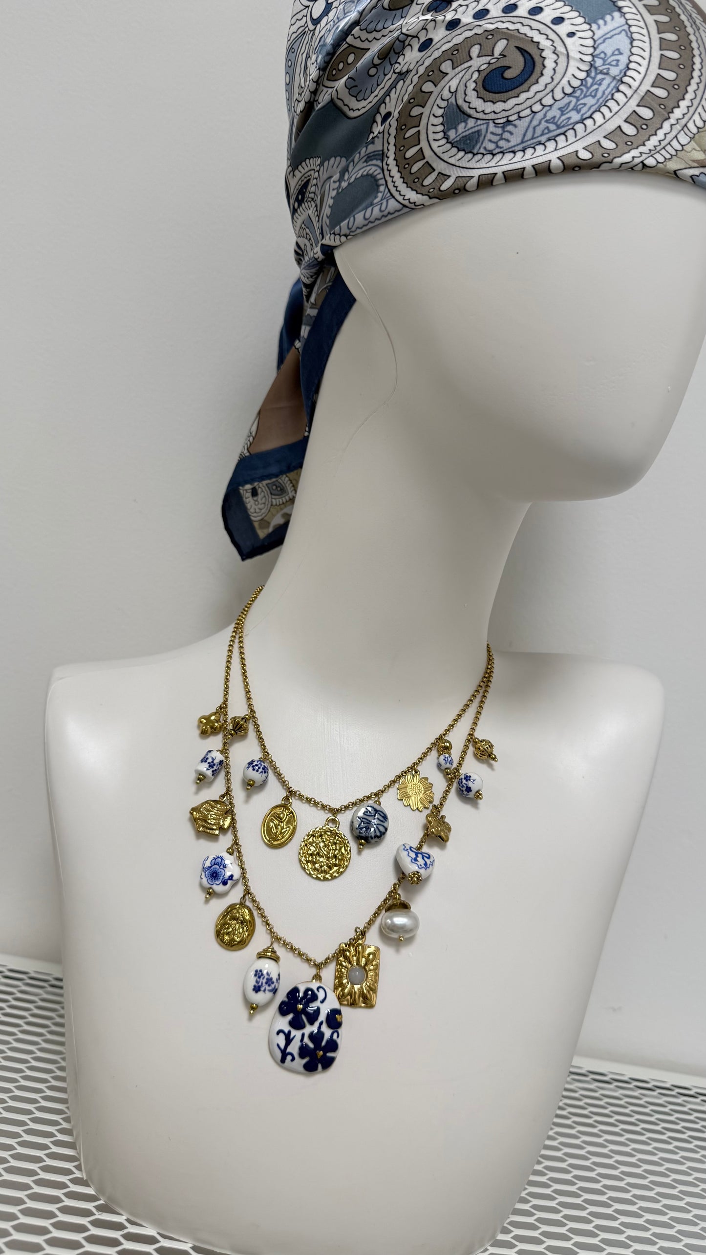 Collana charms blu ovale Memoire