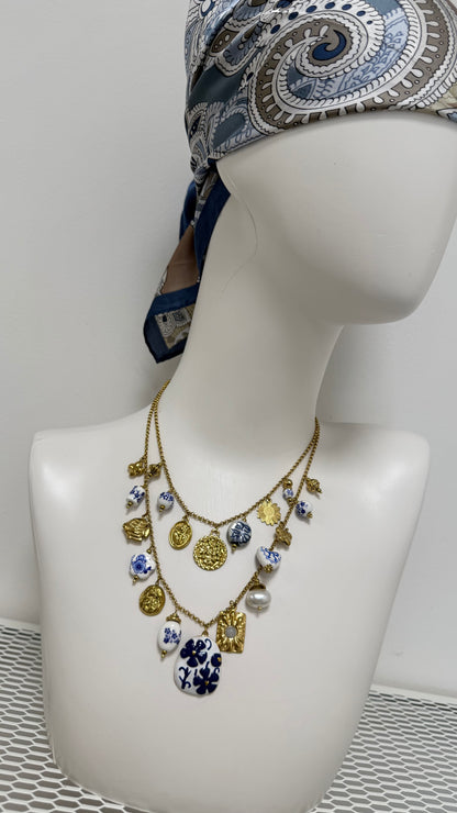 Collana charms blu ovale Memoire