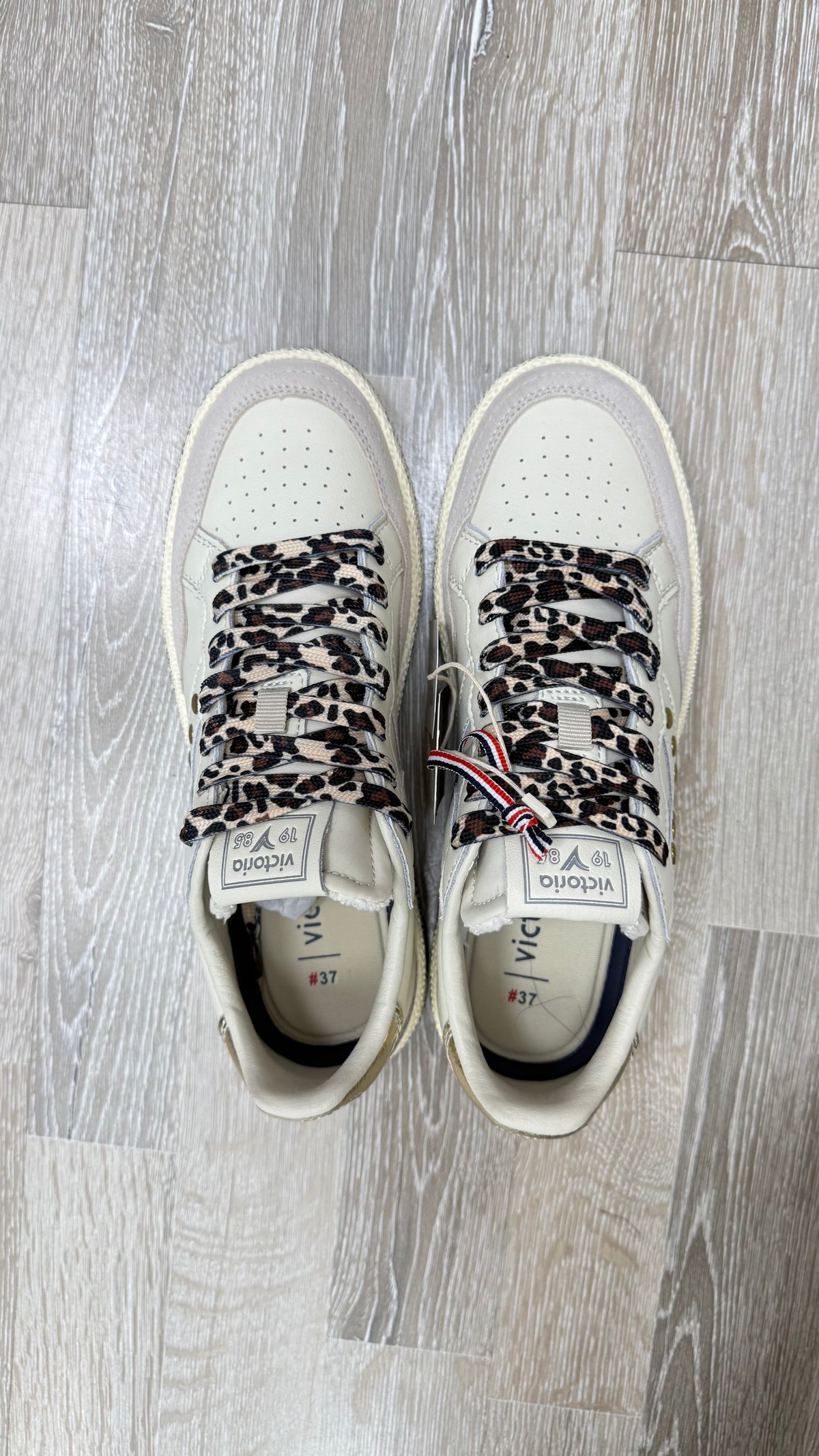 Sneackers Victoria donna beige/oro/animalier