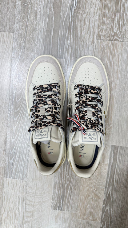 Sneackers Victoria donna beige/oro/animalier