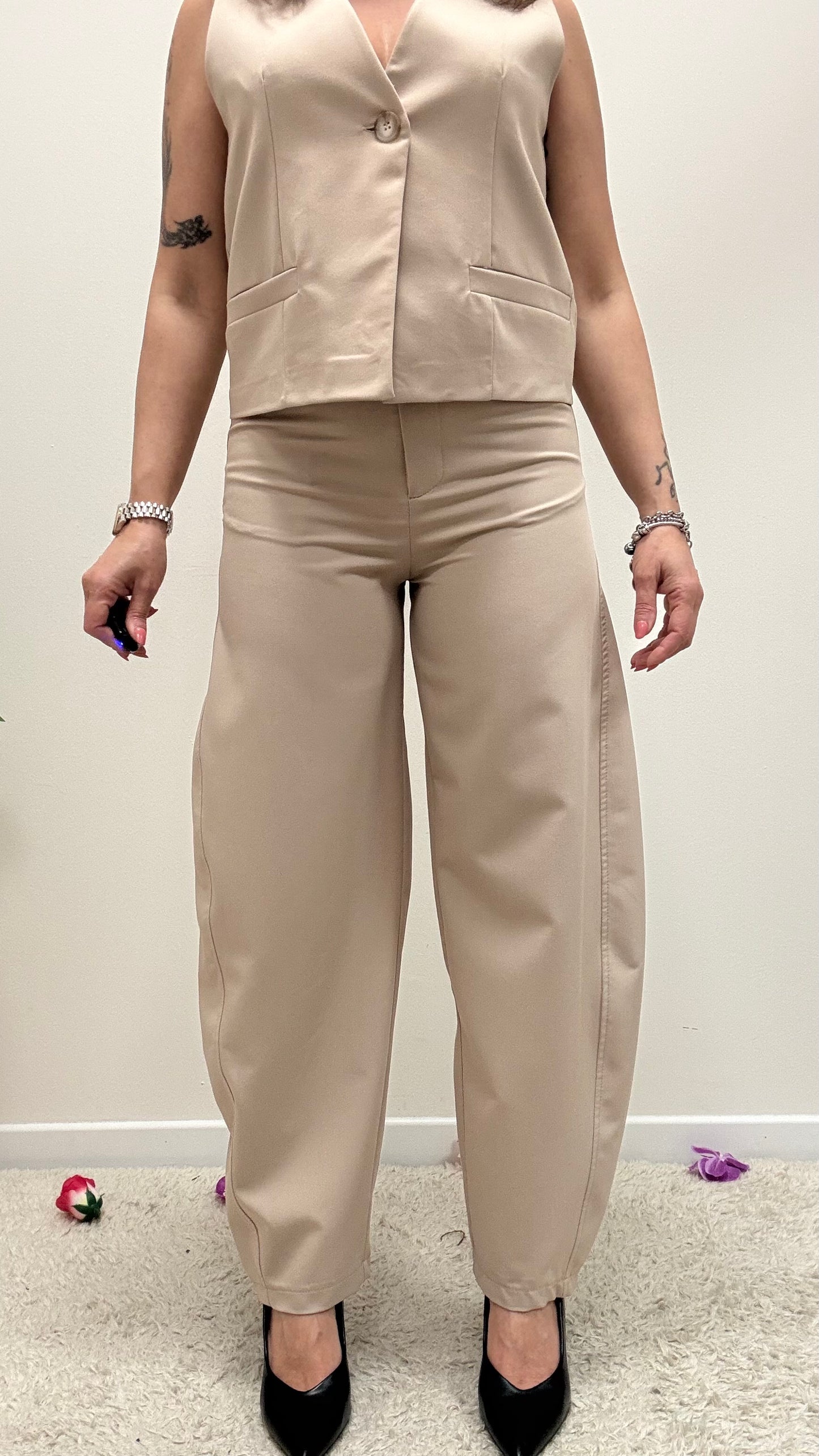 Completo gilet+pantaloni Haveone beige