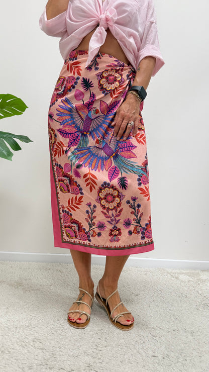 Gonna pareo lunga pappagallo fucsia Haveone art. GVS-Q262